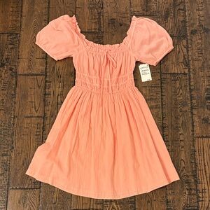 bp Peach Puff Sleeve Smocked Waist Dress